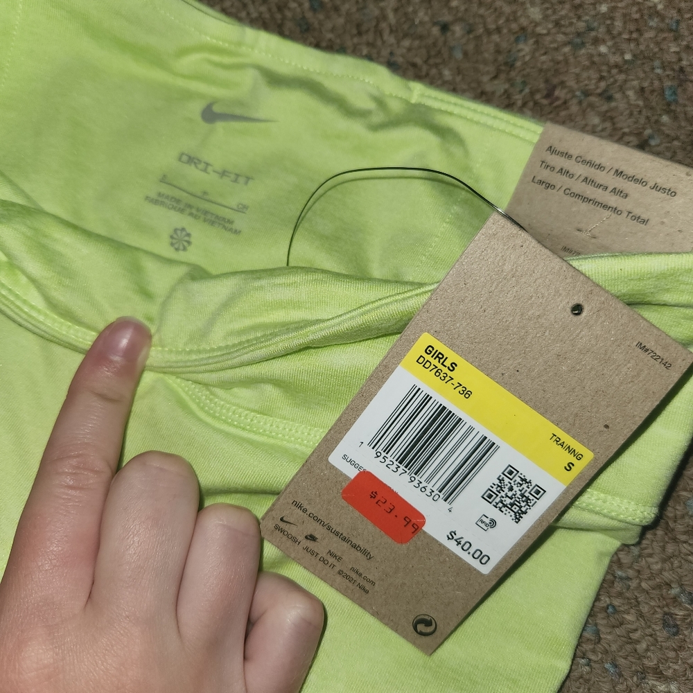 Girls cool lemon lime leggings Nike